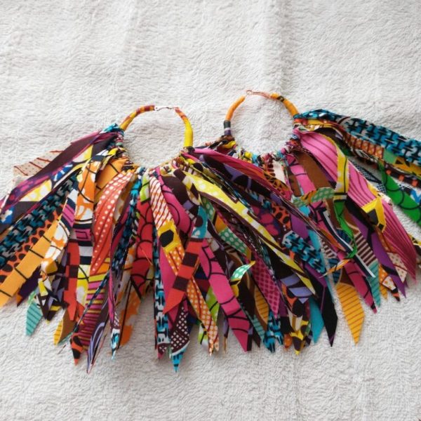 Handmade Afrocentric Fabric Tassle Earrings